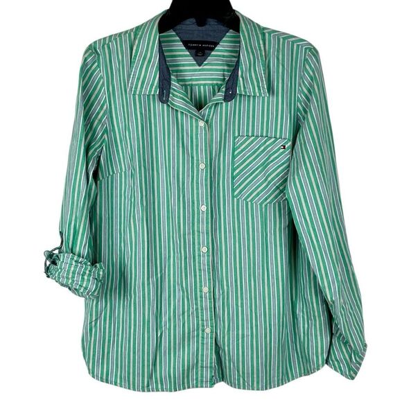 Tommy Hilfiger Striped Button Down Blouse Large - Picture 1 of 11